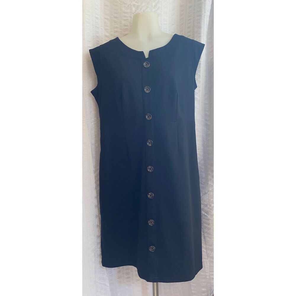 Merona Black Button Front Sleeveless Shift Dress